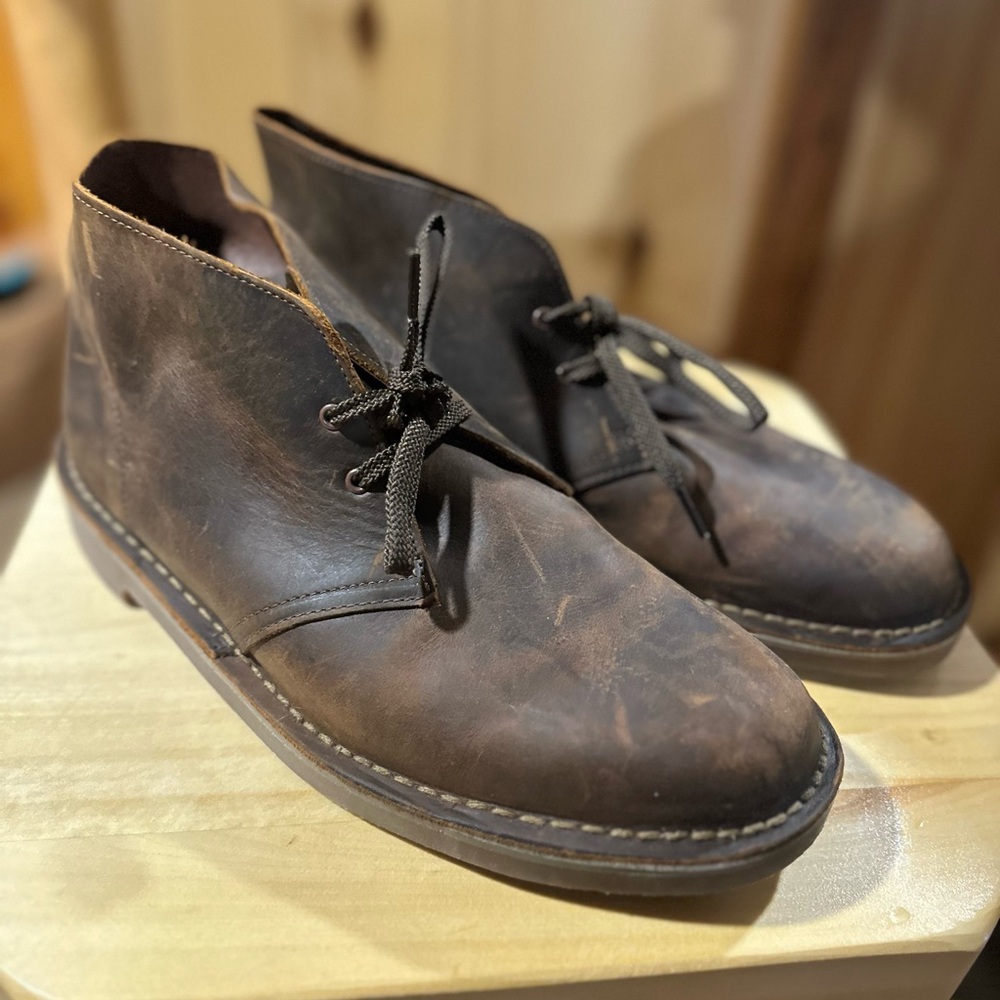 Clarks Distressed Brown Chukka Boots